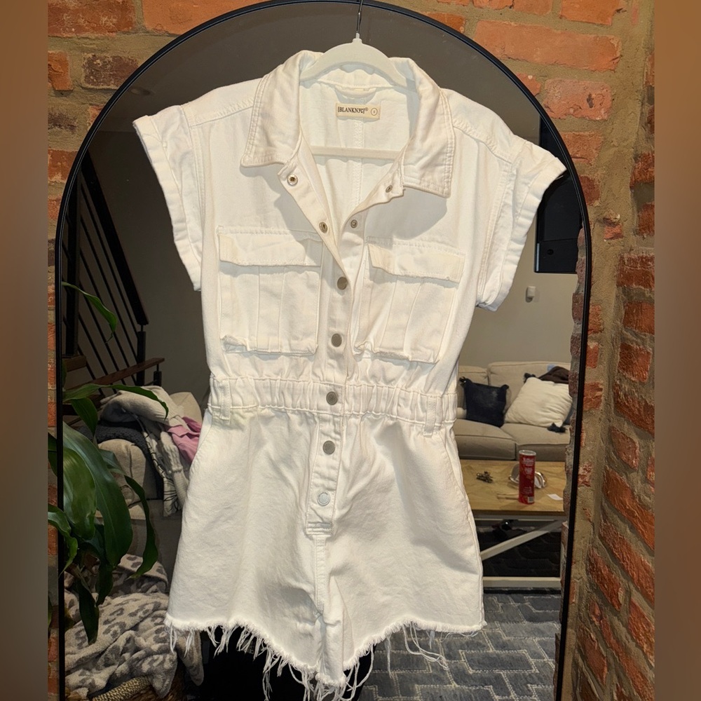 Blank NYC white Denim romper
